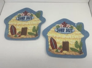 Set of 2 Pottery Barn Kids Surf Hut Melamine Plates Children Dishes Kitchen - Picture 1 of 6