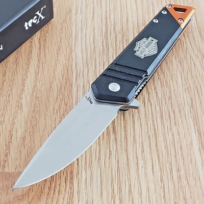 Case XX Harley Davidson Tec X Folding Knife 3.13 Stainless Blade Aluminum Handle - Image 1 of 4