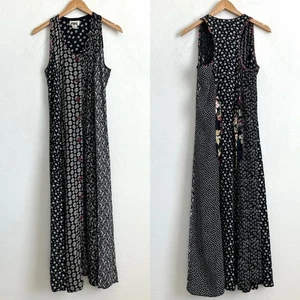 Vestido Zoe California De Colección Pequeño Maxi Botones Patchwork Floral Paisley Negro - Imagen 1 de 8