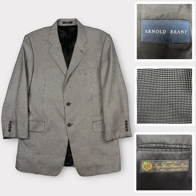 Loro Piana Blazer Mens 42L Black White Cashmere Houndstooth Arnold Brant Jacket - Image 1 of 4