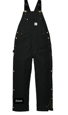 CARHARTT FIRM DUCK INSULATED BIB OVERALLS SIZE MEDIUM black NWT - Image 1 of 4