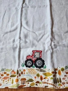 Baby Burp Pad with embroidered tractor with farm printed flannel - Picture 1 of 1