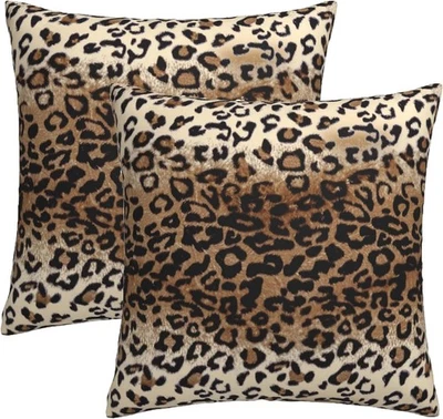 Funda de almohada de leopardo marrón 18x18 pulgadas 18 x 18 (paquete de 2),  Foto 1 de 4