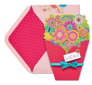 Papyrus Happy Birthday Card Floral "Wishing you a happy and wonderful birthday" - Picture 1 of 4