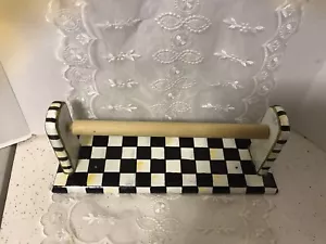 Wandhalterung Papierhandtuchhalter, handbemaltes Holz für Küchen B&W Karo - Bild 1 von 6