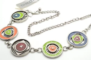 New Chico's Trixty Chain Belt Small Medium Multicolor Cloisonné Enamel - Picture 1 of 6