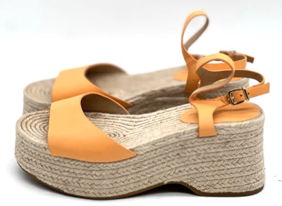 Antonio Melani Espadrille Sandals Womens 8.5 Platform Heels Orange Leather - Image 1 of 4