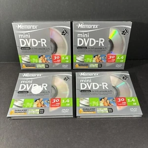 4 Pack - Memorex Mini DVD-R 1.4GB 30 Minutes DVD Camcorder Scratch Resistant New - Picture 1 of 3