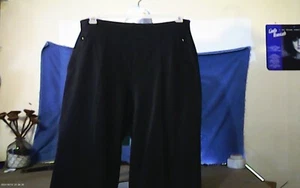 Karen Scott, women's stretch pants, L, black, front zipper pockets, elastic. - Picture 1 of 2