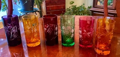 Bohemian Cut to Clear Kristall Tumbler Glasses 6 10oz - Image 1 of 4