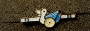 Old vintage child Tini tiny, enameled duck lapel bar pin closure C 1"x 4/8" - Picture 1 of 5