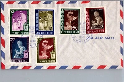 HAITI 1959 POSTAL FDC COVER COMM POPE STAMP SET UNADDR CANC PORT-AU-PRINCE - Image 1 of 2
