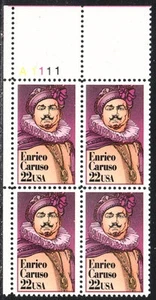 US #2250 22¢ Enrico Caruso UL Plate Block MNH - Picture 1 of 1