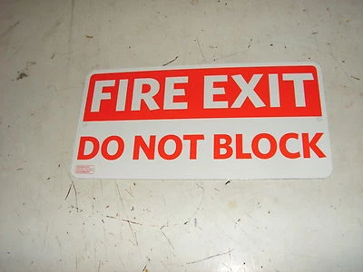 SAMS CLUB Fire Exit Do Not Block Metal Sign ~ 12"W x 6"H W/ Mounting Holes Safety Exits