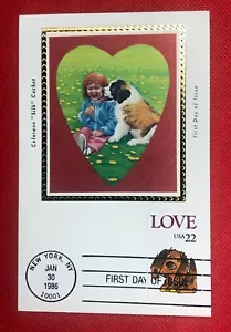ZAYIX 1986 US Colorano FDC Maxi Card 2202 - Love Stamp - Dogs 010222-SM63 - Picture 1 of 1