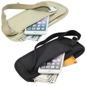 2x Money Belt Travel Hidden Secret Discreet Bum Bag Waist Wallet Pouch Unisex - Picture 1 of 8