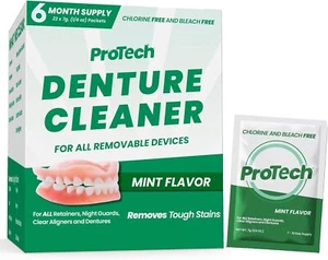 Protech Denture Cleaner (180 Days) Denture Cleanser For Retainers, Mouthguards, - Picture 1 of 8