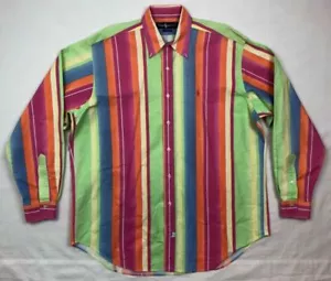 Vintage Polo Ralph Lauren Herren Button Down Hemd Large Pastell Gestreift D7 - Bild 1 von 9