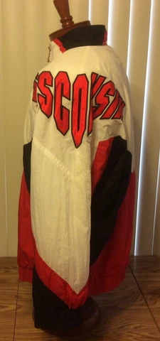 Apex One VTG Wisconsin Badgers WindBreaker Jacket Wraparound Logo XL Zip Front Cover