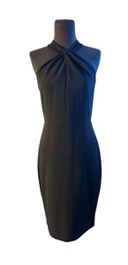 Just Taylor Women's Little Black Dress Sleeveless Twist Bodycon Party Prom Sz 4 - Picture 1 of 11