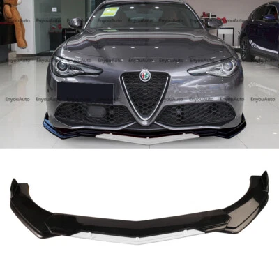 For Alfa Romeo Giulia Front Bumper Lip Spoiler Splitter Gloss Black White Foto 1 de 4