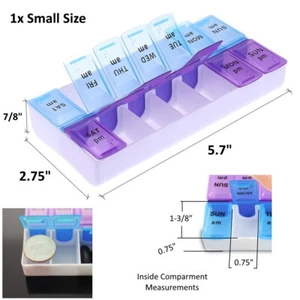 Weekly Pill Organizer Twice a Day 7 days AM PM Case Medicine Storage Small Size - Picture 1 of 12