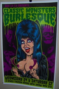 ELVIRA Classic Monsters Burlesque Show Poster RP Denver Co Very COOL - Picture 1 of 1