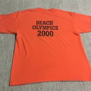 Vintage Beach Olympics T Shirt Men's XL Orange Y2K 2000 Double Sided Cotton - Picture 1 of 8