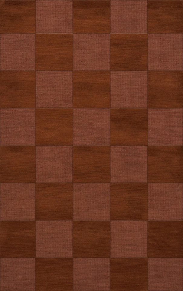 Red Checkered Boxes Squares Grid Transitional Area Rug Checked DV15 - Image 1 of 2
