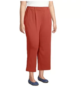 Lands End Sport Knit Crop Pants Red Wide Leg High Rise Pull On Pockets Size 18P - Picture 1 of 11