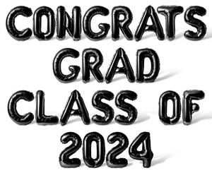 CONGRATS GRAD CLASS OF 2024 Letter Balloon Banner - Graduation Day Party Decors - Picture 1 of 55