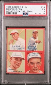 1935 Goudey 4 in 1 Dizzy Dean Frankie Frisch #1A PSA 5 **Key Card**