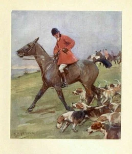 DOGS HOUNDS HUNTERS HORSES FOX HUNTING, RED COAT HUNTSMAN DOGS HUNT FOX, SPORT - Picture 1 of 1