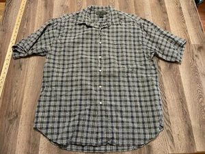 Croft&Barrow Shirt, Men's Large, Green White Yellow Short Sleeve Button Up Shirt - Picture 1 of 10
