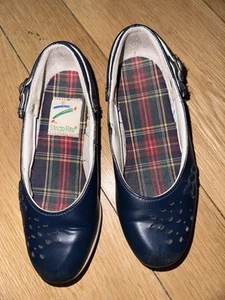 Vintage 1988 Navy Stride Rite Girls MaryJane Leather Shoes Buckle Size 10 - Picture 1 of 10