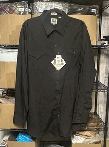 Ely Cattleman Pearl Snap Western Hemd schwarz Langarm Herren 3XLT Tall Neu mit Etikett - Bild 1 von 6
