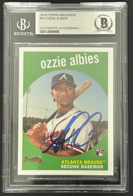2018 Topps Archives #18 Ozzie Albies RC Signed Auto Beckett Slabbed 480 - Image 1 of 3