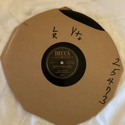 LOUIS JORDAN and His Tympany Five Record: T-Bone Blues & Honeysuckle 78RPM Decca - Image 1 of 4