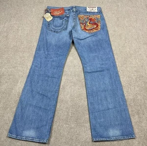 Pantalones de mezclilla holgados vintage Y2K True Religion Bobby tallas para hombre bordados dragón - Imagen 1 de 7