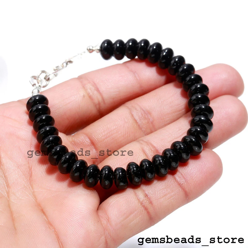 Bracciale con perline Rondelle in argento sterling 925 con quarzo spinello... - Immagine 1 di 4