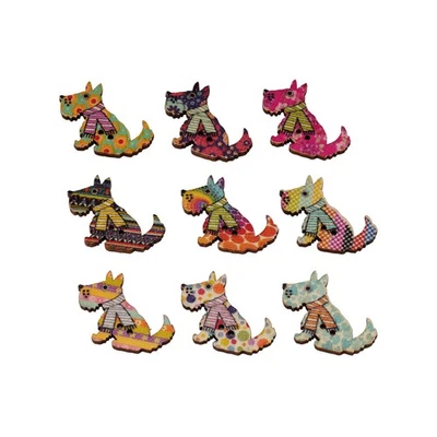 30pcs Cute Dog Wood Buttons for Crafts DIY Sewing Scrapbooking Decor 28x22mm - Image 1 of 4