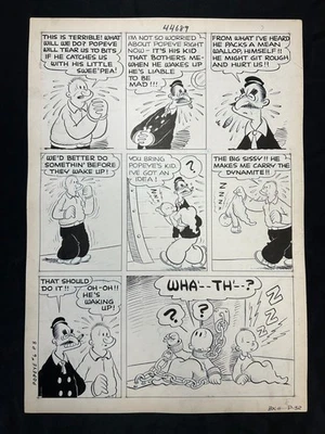Bud Sagendorf ORIGINAL Popeye The Sailor #6 Comic Book Interior Page 8 art 1948! - Image 1 of 2