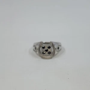 Anillo de plata esterlina para hombre Lucky Dice & Horseshoe circonita cúbica negra - Imagen 1 de 7