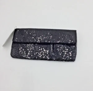 Style & Co. New Black Brooke Sequin Evening Clutch-Black-One Size - Picture 1 of 3