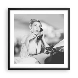 Affiche Poster 50x50cm Tableaux Image Photo Vintage Noir Et Blanc Téléphoner Art - Imagen 1 de 10