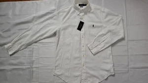NUOVA POLO RALPH LAUREN UOMO VESTIBILITÀ CLASSICA CAMICIA BIANCA ABBOTTONATA TAGLIA M - Foto 1 di 4