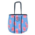 MarleyLilly Neoprene Tote Bag Blue Pink Paintbrush Monogram CBB Lightweight New