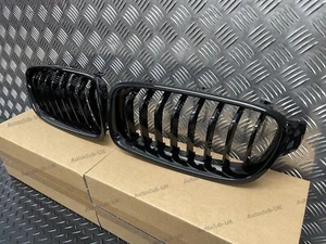 FOR 2012-2017 BMW F30 F31 FRONT KIDNEY GRILLE GRILL SINGLE SLAT GLOSS BLACK PAIR - Picture 1 of 18