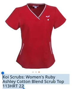 Koi Scrubs: Women's Ruby Ashley Cotton Blend Scrub Top 113HRT 22 Size Large - Picture 1 of 8