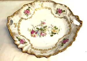 C.T. tedesco vintage Ciotola ovale in porcellana dorata Carl Tielsch con manici tenuta! - Foto 1 di 7